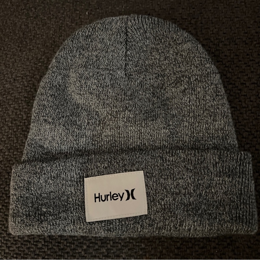 Hurley Gray Knit Beanie Winter Hat White Label